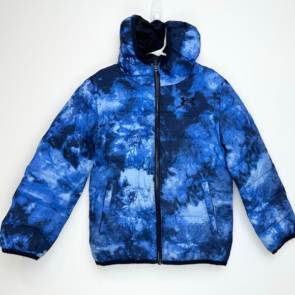 Under Armour Boys Pronto Puffer Jacket Water Repellant | Blue Versa Print | SZ 6 - Picture 3 of 10